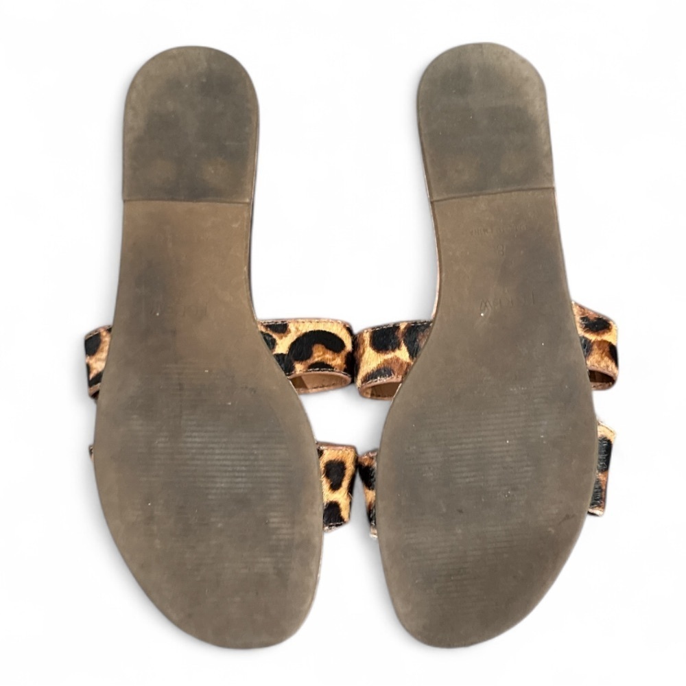 J. Crew Factory Beachside Slides Tan Leopard Calf Hair Sandals Size 8 - Picture 7 of 11
